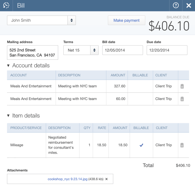 how to enter expense receipts in quickbooks